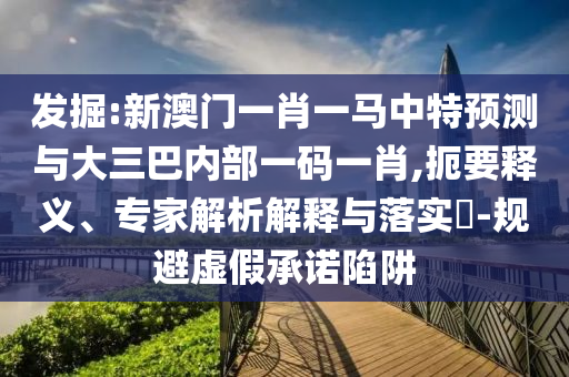 發(fā)掘:新澳門一肖一馬中特預(yù)測與大三巴內(nèi)部一碼一肖,扼要釋義、專家解析解釋與落實(shí)?-規(guī)避虛假承諾陷阱