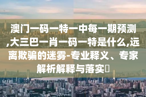 澳門一碼一特一中每一期預(yù)測,大三巴一肖一碼一特是什么,遠(yuǎn)離欺騙的迷霧-專業(yè)釋義、專家解析解釋與落實?